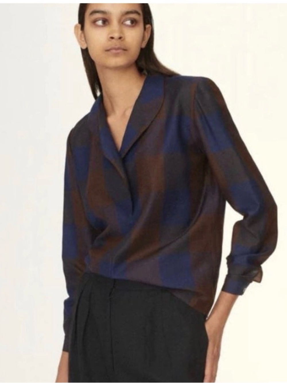 Giorgio Armani Vintage Plaid Linen Blouse - Soze: IT 38